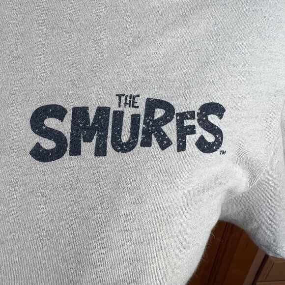The Smurfs with Mushrooms Beige Officially Licensed Tee Shirt Beige Size Small - Picture 6 of 7